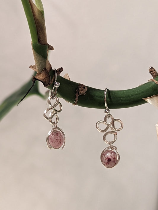 pink clover drop earrings